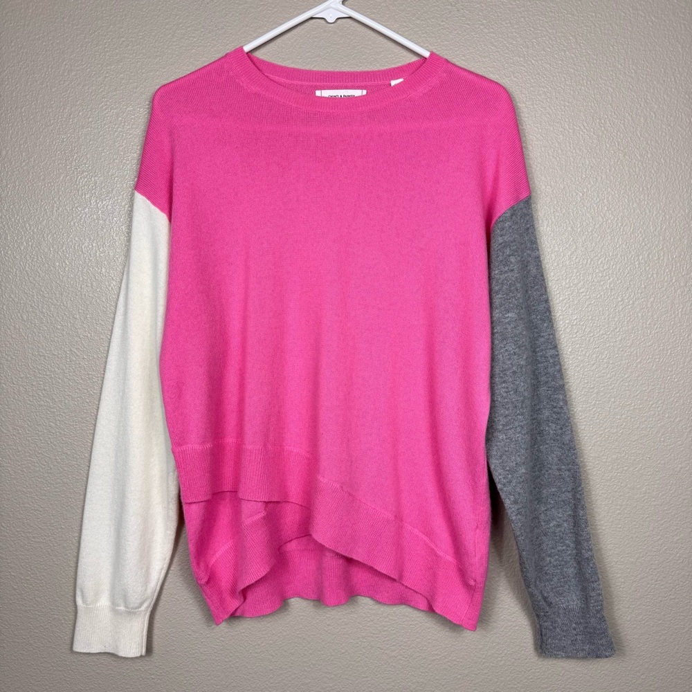 Chinti & Parker Colorblock Pink Wool sweater valentines D
